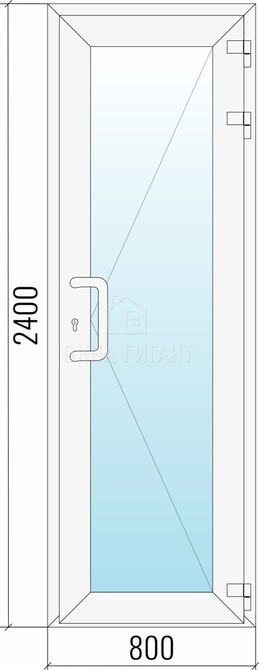 Входная стеклянная одностворчатая пластиковая дверь 800x2400